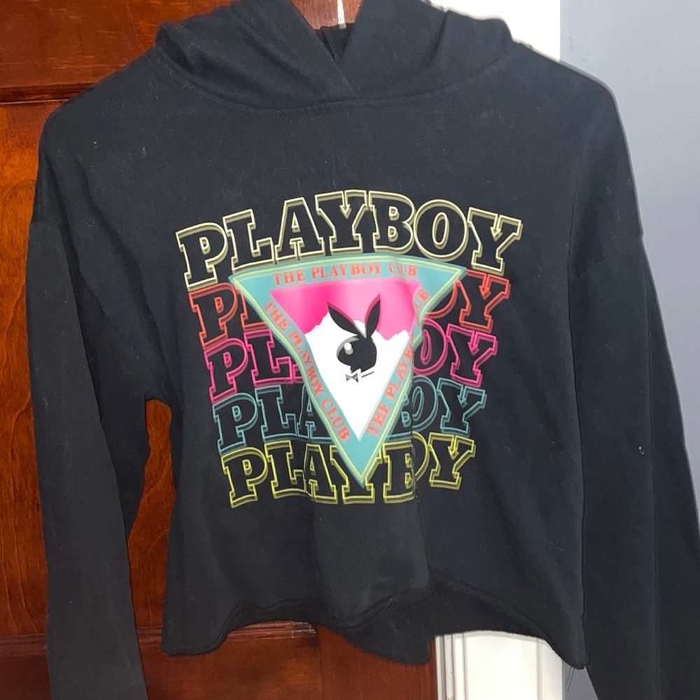 Playboy Bunny Black Cropped Hoodie